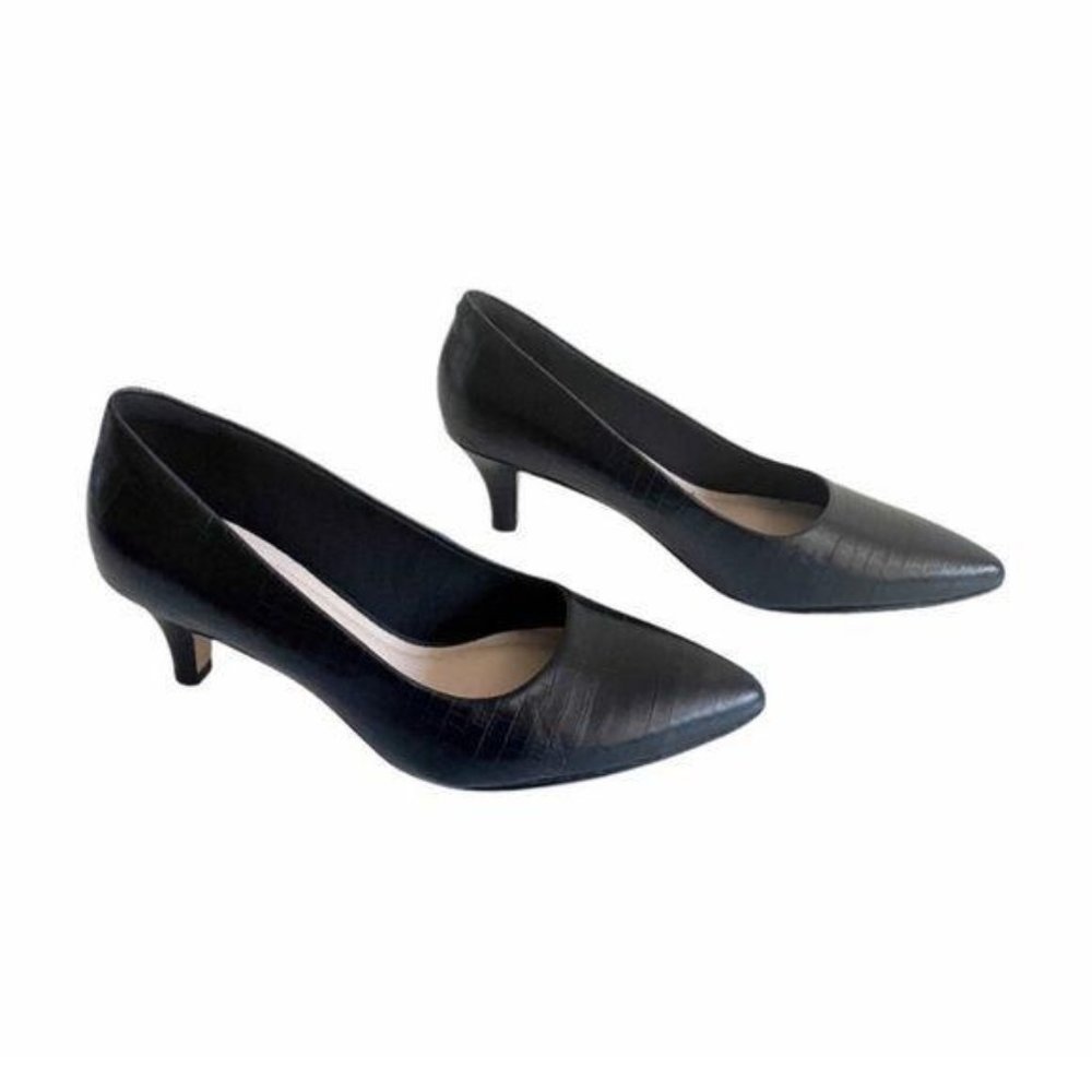 Clarks Linvale Jerica Black Croc Pump Sz 6.5